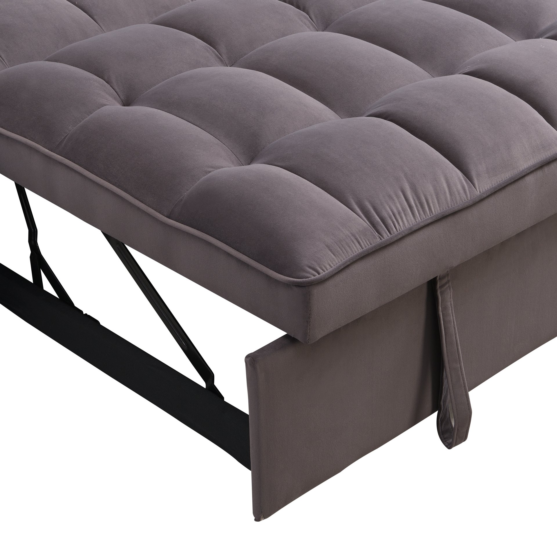 Contemporary Velvet Sofa Bed With Trundle - Charcoal Gray - Image 20