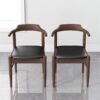 Leon - Mid-Century Modern Leather Dining Chair (Set of 2) - Black / Wood - Image 4