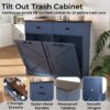 Double Tilt Out Trash Cabinet For 20 Gallon Trash Cans, Barn Door Laundry Sorter Cabinet - Antique Navy Blue - Image 5