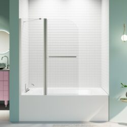Frameless Folding Shower Doors For Bathtub With Pivot Tub Glass Door - Chrome