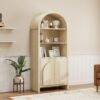 Arched Kitchen Pantry, Modern Farmhouse Wood Kitchen Storage Cabinets, Arched Storage Display Cabinet With Adjustable Shelves, Versatile Cupboard For Kitchen, Dining Room - Natural - Image 4