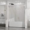 Frameless Bathtub Door, Sleek Silent Sliding Glass Door, Tempered Glass - Chrome - Image 8