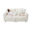 Plush Corduroy 4 Seat Sofa, Modern Comfy Upholstered Sofa Cloud Couch, Deep Seat Couches With Soft Pillows, Convertible Deep Seat Sofa Lounge Chair For Living Room - Beige - Image 12