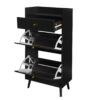 Allen - Rattan 2 Door 1 Drawer Cabinet Shoe Rack For Entrance, Double Layer - Black - Image 14