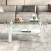 Luxury Modern Tempered Glass Coffee Table With 2 Layers And Solid Frame For Living Room - Transparent - Image 4