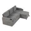 L Shaped Convertible Sofa Bed With Storage, Cup Holders, USB Ports Chenille - Gray - Image 16