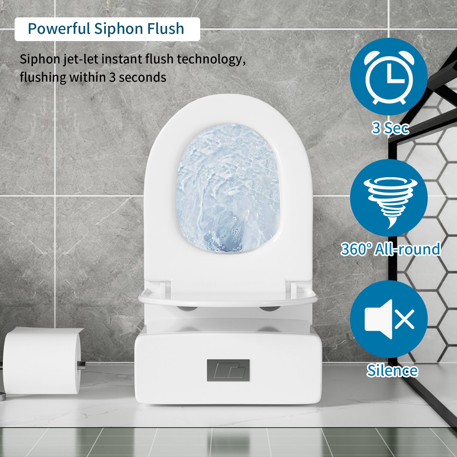 1 Piece Toilet With Dual Flush & Rimless Bowl - Glossy White - Image 13