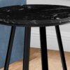 Accent Table, Side, Round Marble Look Contemporary & Modern - Black - Image 7