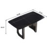 63" Modern Artificial Stone Black Curved Black Metal Leg Dining Table, 6 People - Black - Image 3