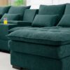 Upholstered U Shaped Sofa With Console And Cupholders Fabric, 6 Seat Sleeper Couch Set With Chaise - Green - Image 4