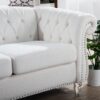 Rolled Arm Chesterfield 3 Seater Sofa - White - Image 15