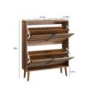 Medieval - Independent Shoe Cabinet With 2 Flip Drawers - Walnut - Image 3