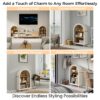 Arched Small Bookcase, Storage Cabinet, Bookshelf With 3 Shelves For Living Room - Oak / White - Image 9