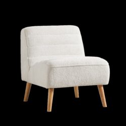 Upholstered Armless Chair With Legs Chenille Accent Chair - Ivory