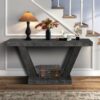 Vintage Distressed Wood Entryway Bench With 2 Tier Storage, Rustic Wide Design - Antique Black - Image 5