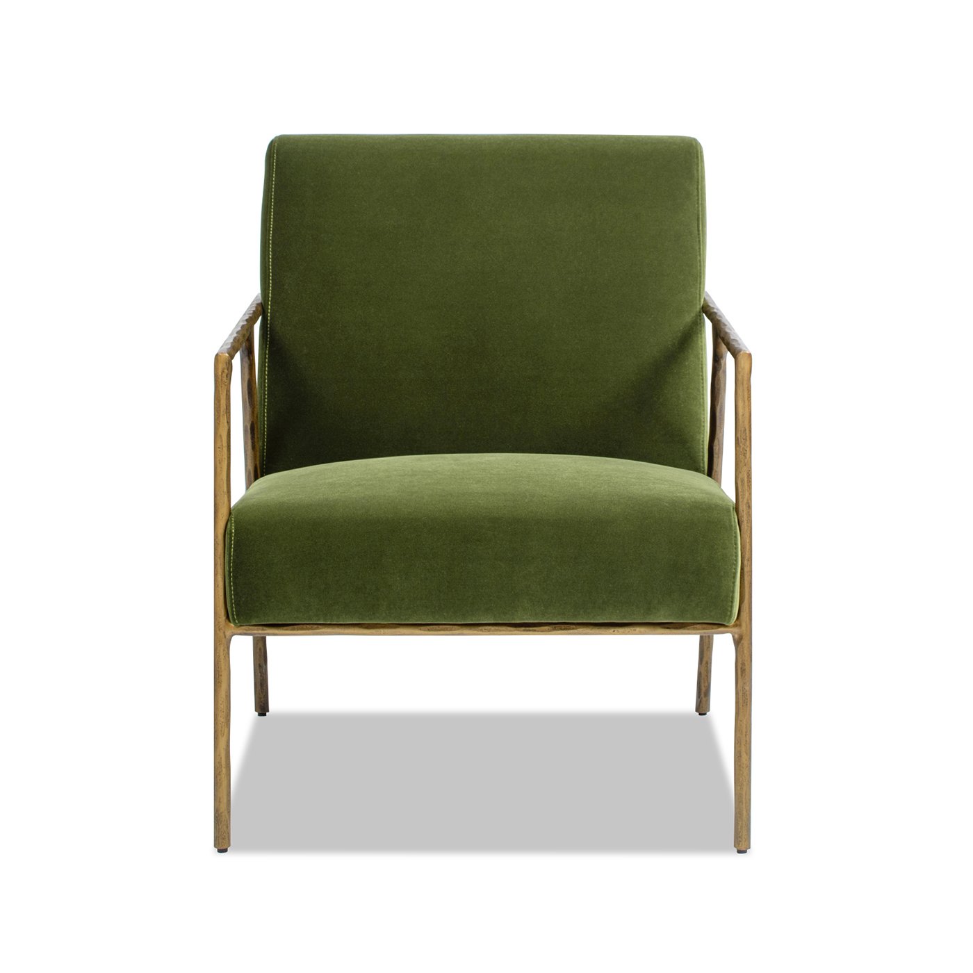 Aerin - Hammered Brass Upholstered Accent Arm Chair - Olive Green - Image 5
