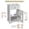Bathroom Vanity With Sink, Soft Close Door, Adjustable Shelf, And Door Mounted Storage Rack - White - Image 5