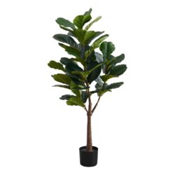 47" Tall, Artificial Plant, Fiddle Tree, Indoor, Fake, Floor, Greenery, Potted, Real Touch, Decorative - Green / Black