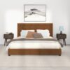 Donald - Mid-Century Modern Velvet Platform Bed King - Cognac - Image 16