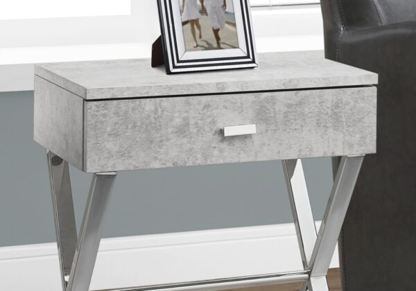 Accent Side Table, Storage Drawer, Convenient Design - Gray