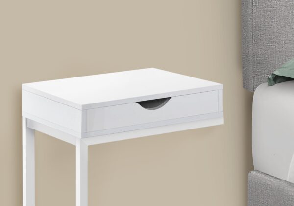Accent Table, C - Shaped Contemporary Convenient Design - White