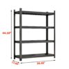 4 Layer Metal Storage Rack, Garage Shelves, Adjustable Height Partition - Black - Image 3