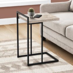 Accent Table, C - Shaped, Contemporary And Modern - Taupe