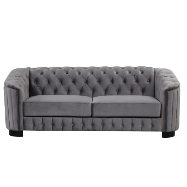 Sofa With Legs, Upholstered, Thick Removable Seat Cushion, 3 Seater - Gray