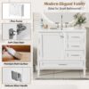 36" Bathroom Vanity With Solid Pine Frame, Soft Close Door Drawers - White - Image 4