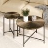 Radial - Pattern Coffee And End Table Set Waterproof Cover, Distressed Cylindrical Design, Legs Classic Rustic Charm (Set of 2) - Walnut Brown - Image 5