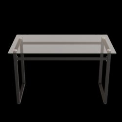 Modern Minimalist Rectangular Glass Dining Table For 4 - 6 With Tempered Glass Tabletop And Metal Legs - Transparent
