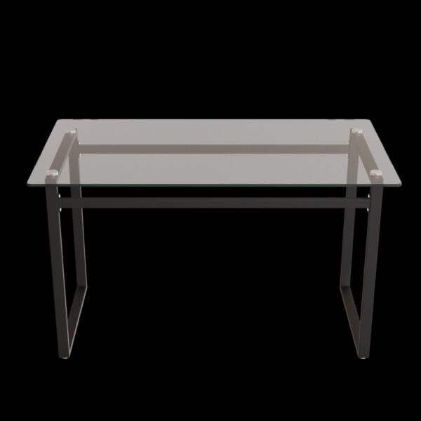 Modern Minimalist Rectangular Glass Dining Table For 4 - 6 With Tempered Glass Tabletop And Metal Legs - Transparent