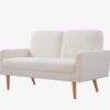 Loveseat Sofa, European Style With Sleek Design, Modern & Vintage Flair, Upholstered 2 Seater Couch - Ivory - Image 3