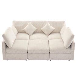 Sectional Sofa Modular U Shaped With Ottoman & USB Ports - Beige