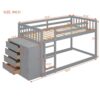 Twin Over Twin Classic Bunk Bed With 4 Drawers And 3 Shelves - Gray - Image 15
