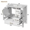 Bathroom Vanity With Sink, Soft Close Door, Built In Shelf Multiple Drawers - White - Image 4