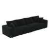 4 Seat Sofa, Deep Seat Couches With Soft Pillows And Movable Ottoman, Convertible Sofa Lounge Chair, For Living Room - Black - Image 14