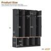 Farmhouse Hall Tree With 4 Hidden Hanging Hooks, Versatile Seating Bench With 8 Doors, Entryway Shoe Cabinet With Open Compartments For Living Room - Black - Image 3
