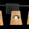 Moonlit - 3 Lights Wall Sconce With Shade, Bathroom Lighting Fixtures Over Mirror - Black / Rattan - Image 3