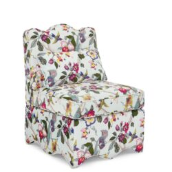 Floral Design Flannel Single Dining Chair With Cushion In Wood & Foam - Red