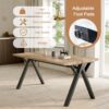 Wood Textured Dining Table With A Frame Legs.Density Board Sticker Pipe Spraying, Suitable For Various Occasions Such As Living Rooms - Black - Image 5