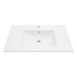 Rectangular Single Vanity Top With 1 Faucet Hole Construction - White