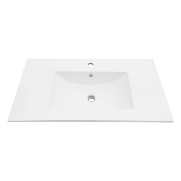 Rectangular Single Vanity Top With 1 Faucet Hole Construction - White