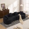 Chenille Curved Modular Sectional Sofa With High Density Foam - Black - Image 2