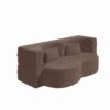 Modern Floor Sofa With 2 Pillows, Convertible Teddy Fabric Foam Filled Sleeper Sofa Bed, Full Size Folding Mattress For Living Room Guest Bed, Playroom, No Assembly Required - Brown - Image 9