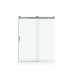 Frameless Soft Closing Shower Door, 1 / 4" (6Mm) Tempered Glass Single Sliding With Explosion Proof Coating - Chrome