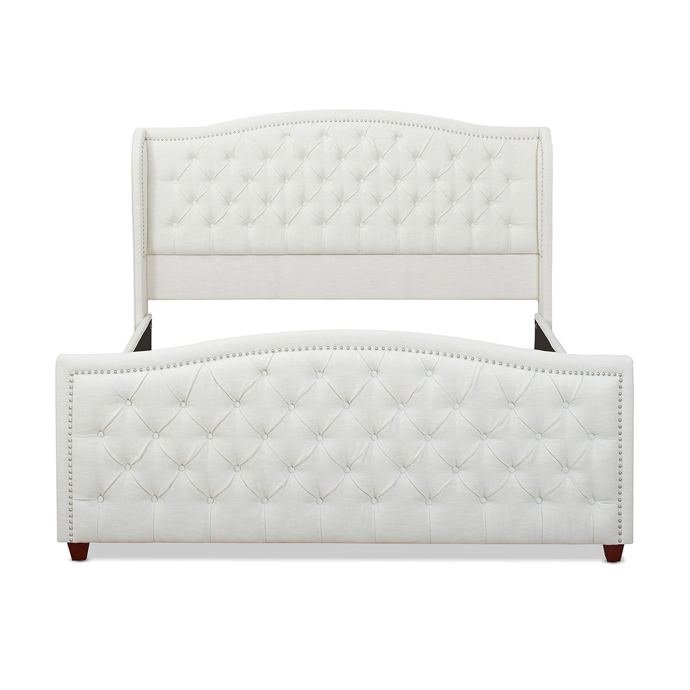 Marcella - King Upholstered Shelter Headboard Bed Set - Antique White - Image 7