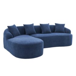 Full Compression Sponge Modular Chenille L Shape Sectional Sofa With High Density Foam, Spacious And Comfortable - Navy Blue