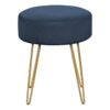Ottoman, Pouf, Footrest, Foot Stool, Round Metal Legs, Contemporary, Modern - Blue / Gold - Image 11