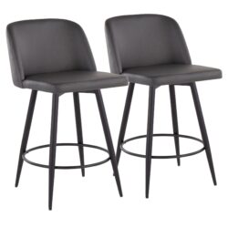 Toriano - Contemporary Fixed Height Counter Stool With Round Footrest (Set of 2) - Gray / Black